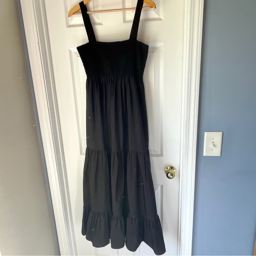 Zara Tiered Midi Black Tank Dress
